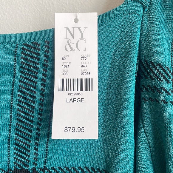 NWT NY&Co Teal Plaid Sweater Dress - Picture 4 of 6